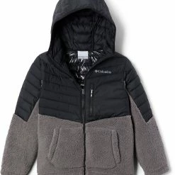 Best deal π Columbia Boys' Powder Lite Novelty Hooded Jacket Black/city Grey π€©