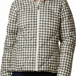 New 😉 Columbia Women's Icy Heights II Down Jacket Chalk Houndstooth Print ⭐