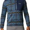 Best Sale ❤️ Columbia Men's Sweater Weather Printed 1/2 Zip Fleece Pullover Cnyn Bl Blnkt Prnt/cl Nvy 🧨 -Cheap Warm jacket Shop unnamed file 1677