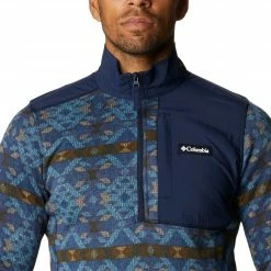 Best Sale ❤️ Columbia Men's Sweater Weather Printed 1/2 Zip Fleece Pullover Cnyn Bl Blnkt Prnt/cl Nvy 🧨 -Cheap Warm jacket Shop unnamed file 1680