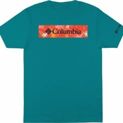 Budget ❤️ Columbia Men's Splatter Graphic T-Shirt Emerald Sea 🎉