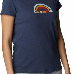 Outlet ⭐ Columbia Women's Columbia Trek Short Sleeve Graphic T-Shirt Nocrnal Heaer/blked Raiow 👍 -Cheap Warm jacket Shop unnamed file 1885