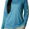 Best Sale 😀 Columbia Women's Tidal Heather Long Sleeve 👕 Shirt Stormy Blue Heather 👏