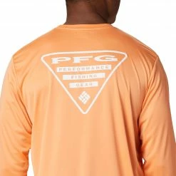 New 🔔 Columbia Men's PFG Terminal Tackle Triangle Long Sleeve 👕 Shirt Bright Nectar/white 🧨 -Cheap Warm jacket Shop unnamed file 3265