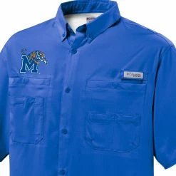 Budget 🎁 Columbia Men's Memphis Tigers Blue Button-Down Performance Short Sleeve 👕 Shirt ⭐ -Cheap Warm jacket Shop unnamed file 3433