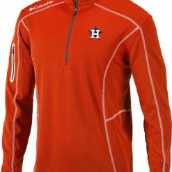 Coupon 👏 Columbia Men's Houston Astros Orange Shotgun Quarter-Zip 👕 Shirt 🔥