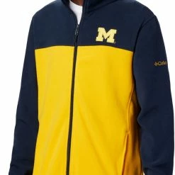 Best Pirce ✔️ Columbia Men's Michigan Wolverines Blue Flanker Full-Zip Fleece Jacket 🌟