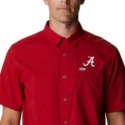 New 🌟 Columbia Men's Alabama Crimson Tide Crimson Slack Tide Button-Down 👚 Shirt ✨ -Cheap Warm jacket Shop unnamed file 3866