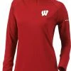 Flash Sale ⭐ Columbia Women's Wisconsin Badgers Red Flop Shot Half-Zip Pullover 👚 Shirt 👏 -Cheap Warm jacket Shop unnamed file 4130