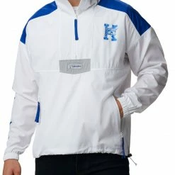 Hot Sale 🧨 Columbia Men's Kentucky Wildcats Santa Ana Quarter-Zip Anorak White Jacket ⭐