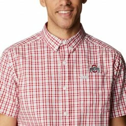 Discount 🔥 Columbia Men's Ohio State Buckeyes Scarlet Rapid Rivers Button Down 👕 Shirt 😀 -Cheap Warm jacket Shop unnamed file 4174