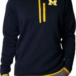 Wholesale π Columbia Men's Michigan Wolverines Blue Canyon Point Half-Zip Pullover Fleece Jacket β