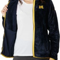 Hot Sale ❤️ Columbia Women's Michigan Wolverines Blue Fire Side Sherpa Full-Zip Jacket 🎁 -Cheap Warm jacket Shop unnamed file 4310