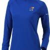Flash Sale 🎁 Columbia Women's Kansas Jayhawks Blue Flop Shot Half-Zip Pullover 👕 Shirt ✨