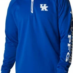 Best deal 🔔 Columbia Men's Kentucky Wildcats Blue PFG Terminal Tackle Quarter-Zip Pullover 👕 Shirt 🧨