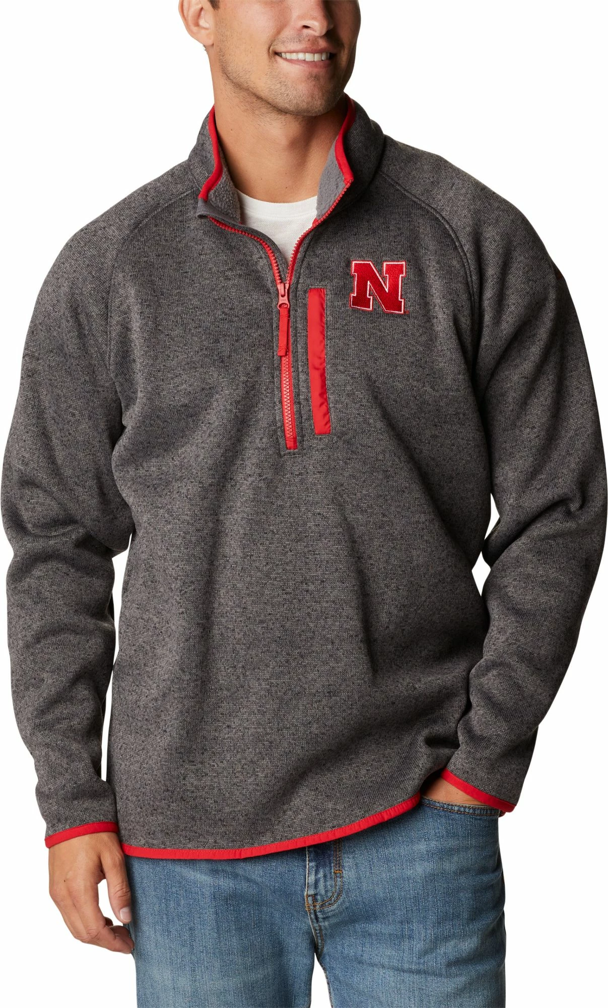 Promo π Columbia Men's Nebraska Cornhuskers Grey Canyon Point Half-Zip Pullover Fleece Jacket β€οΈ 3 Promo π Columbia Men's Nebraska Cornhuskers Grey Canyon Point Half-Zip Pullover Fleece Jacket β€οΈ