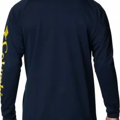 Best Sale 👍 Columbia Men's Michigan Wolverines Blue PFG Terminal Tackle Quarter-Zip Pullover 👚 Shirt ✨ -Cheap Warm jacket Shop unnamed file 4482
