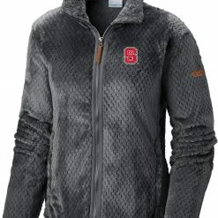 Hot Sale π― Columbia Women's NC State Wolfpack Grey Fire Side Sherpa Full-Zip Jacket β