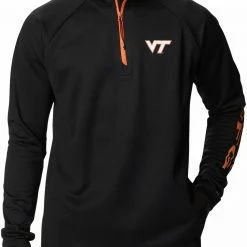 Promo 🌟 Columbia Men's Virginia Tech Hokies Black CLG Terminal Tackle™ Fleece 1/4 Zip 😍