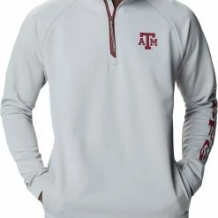 Hot Sale 😍 Columbia Men's Texas A&M Aggies Grey PFG Terminal Tackle Quarter-Zip Pullover 👕 Shirt ⌛