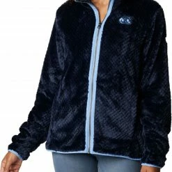 Wholesale π Columbia Women's North Carolina Tar π Heels Navy Fire Side Sherpa Full-Zip Jacket β€οΈ