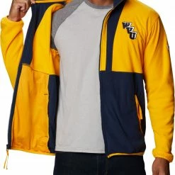 Hot Sale 🔥 Columbia Men's West Virginia Mountaineers Gold Back Bowl Full-Zip Fleece Jacket 👍 -Cheap Warm jacket Shop unnamed file 4652