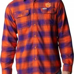 Cheap Warm jacket Shop 13 Promo β¨ Columbia Men's Clemson Tigers Orange Plaid Flare Gun Flannel Button Down Long Sleeve π Shirt β¨