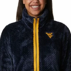 Hot Sale ⌛ Columbia Women's West Virginia Mountaineers Blue Fire Side Sherpa Full-Zip Jacket 🧨 -Cheap Warm jacket Shop unnamed file 4666