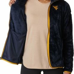 Hot Sale ⌛ Columbia Women's West Virginia Mountaineers Blue Fire Side Sherpa Full-Zip Jacket 🧨 -Cheap Warm jacket Shop unnamed file 4667