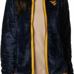 Hot Sale ⌛ Columbia Women's West Virginia Mountaineers Blue Fire Side Sherpa Full-Zip Jacket 🧨 -Cheap Warm jacket Shop unnamed file 4668