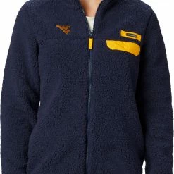 Promo 👍 Columbia Women's West Virginia Mountaineers Blue Mountain Side Heavyweight Full-Zip Jacket ✔️