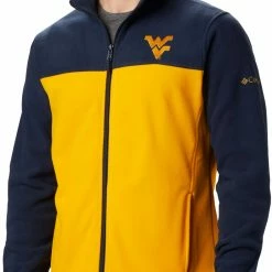 Hot Sale π Columbia Men's West Virginia Mountaineers Blue Flanker Full-Zip Fleece Jacket π