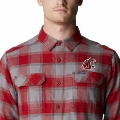 Best Pirce ❤️ Columbia Men's Washington Huskies Purple Plaid Flare Gun Flannel Button Down Long Sleeve 👕 Shirt ⭐ -Cheap Warm jacket Shop unnamed file 4709