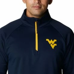 Budget 😍 Columbia Men's West Virginia Mountaineers Blue PFG Terminal Tackle Quarter-Zip Pullover 👕 Shirt 👍 -Cheap Warm jacket Shop unnamed file 4742