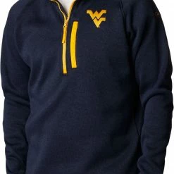 Wholesale 🛒 Columbia Men's West Virginia Mountaineers Blue Canyon Point Half-Zip Pullover Fleece Jacket 🎉