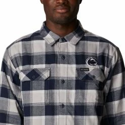 Hot Sale 😀 Columbia Men's Penn State Nittany Lions Blue Plaid Flare Gun Flannel Button Down Long Sleeve 👕 Shirt 💯 -Cheap Warm jacket Shop unnamed file 4752