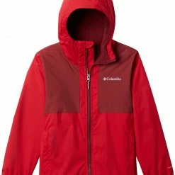 Discount 🔥 Columbia Boys' Rainy Trails Lined Jacket Mountain Red 👍